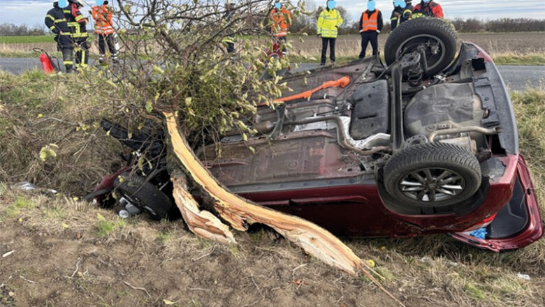 Eine verletzte Person und Totalschaden nach schwerem Baumunfall
